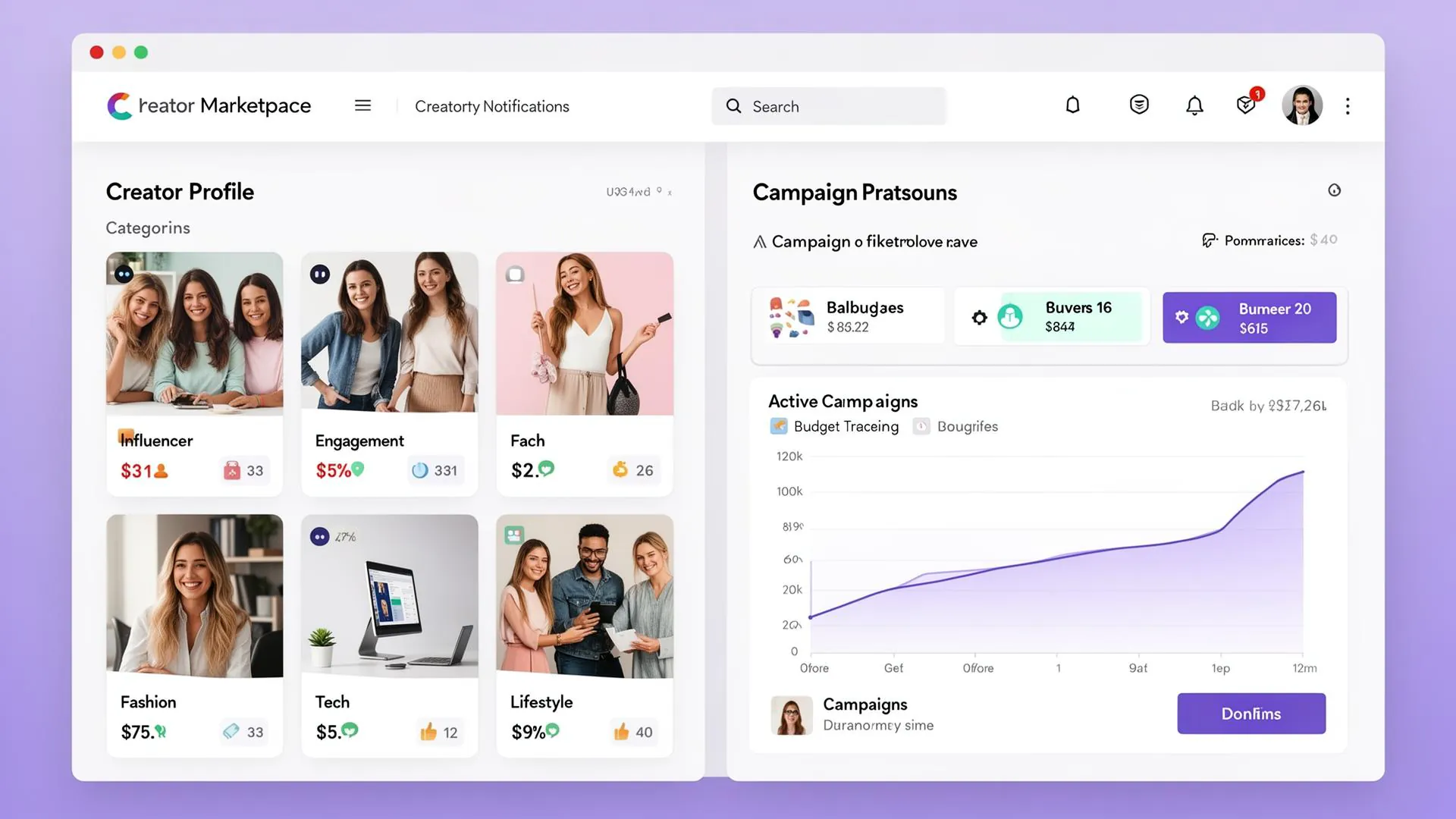 Creator Marketplace — Marketing project screenshot